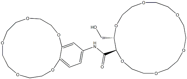 [2R,3S,(+)]-3-Hydroxymethyl-N-[(6,7,9,10,12,13,15,16-octahydro-5,8,11,14,17-pentaoxa-5H-benzocyclopentadecene)-2-yl]-1,4,7,10,13,16-hexaoxacyclooctadecane-2-carboxamide 结构式
