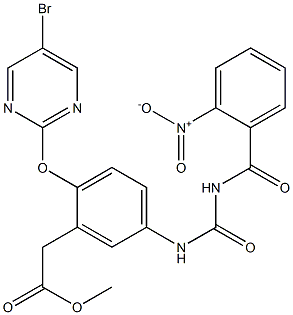 1-(2-Nitrobenzoyl)-3-[4-[(5-bromo-2-pyrimidinyl)oxy]-3-methoxycarbonylmethylphenyl]urea 结构式