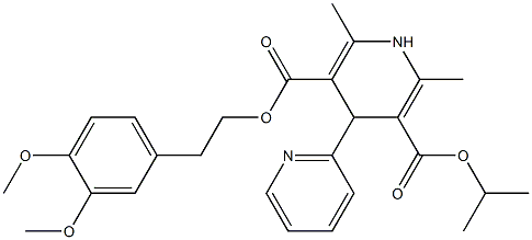 1,4-Dihydro-2,6-dimethyl-4-(2-pyridyl)pyridine-3,5-dicarboxylic acid 3-isopropyl 5-(3,4-dimethoxyphenethyl) ester 结构式