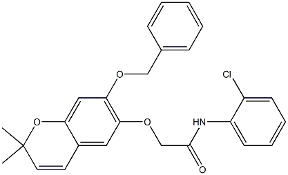 2,2-Dimethyl-7-(benzyloxy)-6-[[(2-chlorophenylamino)carbonyl]methoxy]-2H-1-benzopyran 结构式