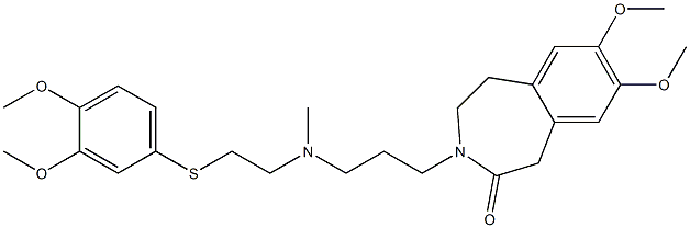 4,5-Dihydro-7,8-dimethoxy-3-[3-[N-methyl-2-(3,4-dimethoxyphenylthio)ethylamino]propyl]-1H-3-benzazepin-2(3H)-one 结构式
