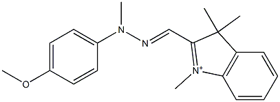 1,3,3-Trimethyl-2-[[2-methyl-2-(4-methoxyphenyl)hydrazono]methyl]-3H-indole-1-ium 结构式