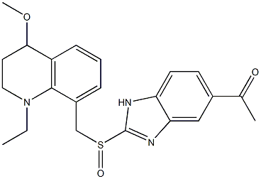 1-Ethyl-1,2,3,4-tetrahydro-4-methoxy-8-(5-acetyl-1H-benzimidazol-2-ylsulfinylmethyl)quinoline 结构式