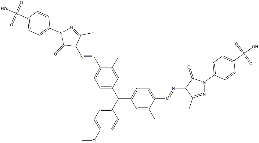4,4'-[[(4-Methoxyphenyl)methylene]bis[(2-methyl-4,1-phenylene)azo[(4,5-dihydro-3-methyl-5-oxo-1H-pyrazole)-4,1-diyl]]]bis(benzenesulfonic acid) 结构式
