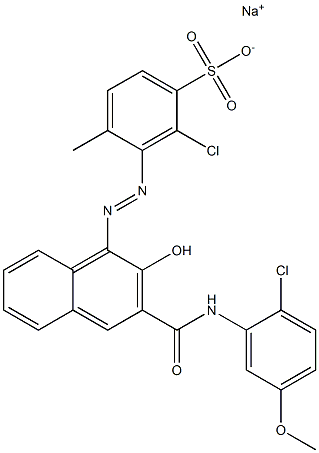 2-Chloro-4-methyl-3-[[3-[[(2-chloro-5-methoxyphenyl)amino]carbonyl]-2-hydroxy-1-naphtyl]azo]benzenesulfonic acid sodium salt 结构式