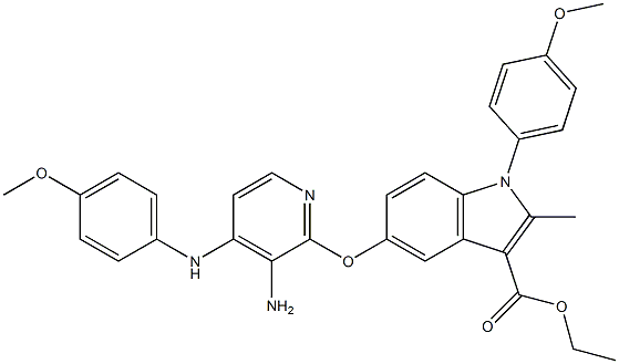 1-(4-Methoxyphenyl)-2-methyl-5-[3-amino-4-[(4-methoxyphenyl)amino]pyridin-2-yloxy]-1H-indole-3-carboxylic acid ethyl ester 结构式