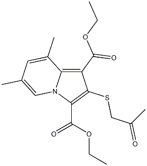 2-(2-Oxopropylthio)-6,8-dimethylindolizine-1,3-dicarboxylic acid diethyl ester 结构式