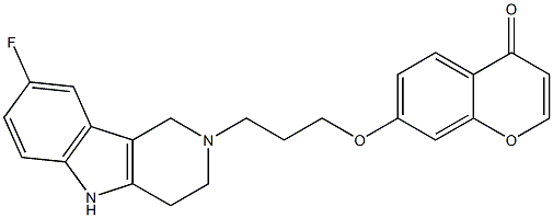 7-[3-[(8-Fluoro-2,3,4,5-tetrahydro-1H-pyrido[4,3-b]indol)-2-yl]propyloxy]-4H-1-benzopyran-4-one 结构式