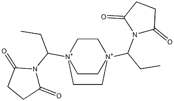 1,4-Bis[1-(2,5-dioxopyrrolidin-1-yl)propyl]-1,4-diazoniabicyclo[2.2.2]octane 结构式