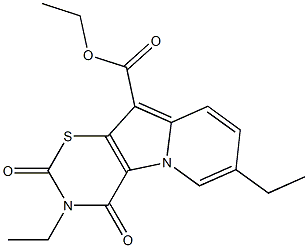 3,4-Dihydro-2,4-dioxo-3,7-diethyl-2H-1,3-thiazino[6,5-b]indolizine-10-carboxylic acid ethyl ester 结构式