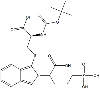S-[2-(4-Phosphono-1-carboxybutyl)-2H-isoindol-1-yl]-N-[(tert-butyloxy)carbonyl]-L-cysteine 结构式