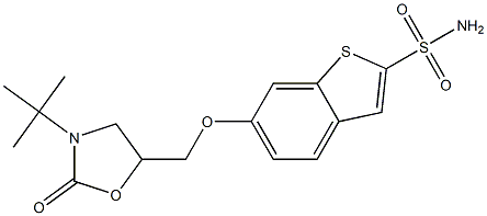 6-[(3-tert-Butyl-2-oxooxazolidin-5-yl)methoxy]benzo[b]thiophene-2-sulfonamide 结构式