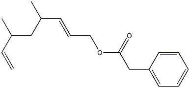 Phenylacetic acid 4,6-dimethyl-2,7-octadienyl ester 结构式