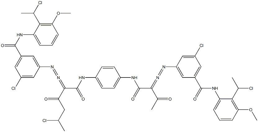 3,3'-[2-(1-Chloroethyl)-1,4-phenylenebis[iminocarbonyl(acetylmethylene)azo]]bis[N-[2-(1-chloroethyl)-3-methoxyphenyl]-5-chlorobenzamide] 结构式