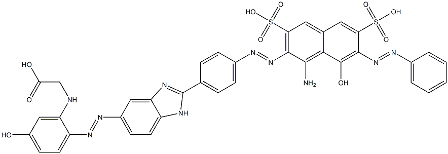 N-[2-[[2-[4-[[1-Amino-8-hydroxy-7-(phenylazo)-3,6-disulfo-2-naphtyl]azo]phenyl]-1H-benzimidazol-5-yl]azo]-5-hydroxyphenyl]glycine 结构式