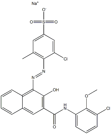 3-Chloro-5-methyl-4-[[3-[[(3-chloro-2-methoxyphenyl)amino]carbonyl]-2-hydroxy-1-naphtyl]azo]benzenesulfonic acid sodium salt 结构式