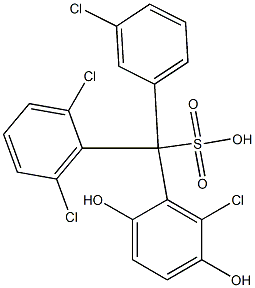 (3-Chlorophenyl)(2,6-dichlorophenyl)(6-chloro-2,5-dihydroxyphenyl)methanesulfonic acid 结构式