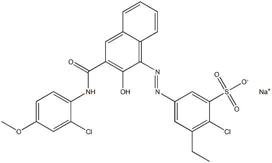 2-Chloro-3-ethyl-5-[[3-[[(2-chloro-4-methoxyphenyl)amino]carbonyl]-2-hydroxy-1-naphtyl]azo]benzenesulfonic acid sodium salt 结构式