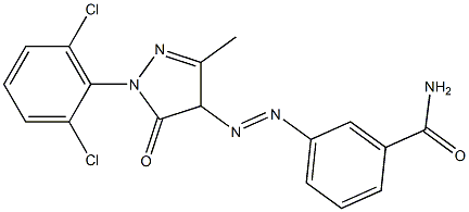 4-(3-Carbamoylphenylazo)-1-(2,6-dichlorophenyl)-3-methyl-5(4H)-pyrazolone 结构式