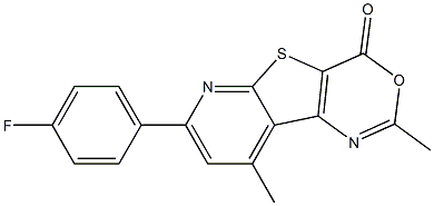 2,9-Dimethyl-7-(4-fluorophenyl)-4H-pyrido[3',2':4,5]thieno[3,2-d][1,3]oxazin-4-one 结构式