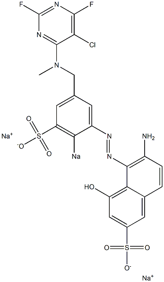 6-Amino-4-hydroxy-5-[5-[[N-methyl-N-(5-chloro-2,6-difluoro-4-pyrimidinyl)amino]methyl]-2-sodiosulfophenylazo]-2-naphthalenesulfonic acid sodium salt 结构式