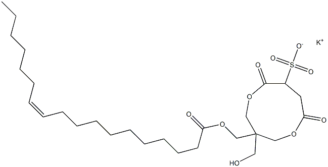 1-[[[(11Z)-1-Oxo-11-octadecenyl]oxy]methyl]-1-(hydroxymethyl)-4,7-dioxo-3,8-dioxacyclononane-6-sulfonic acid potassium salt 结构式