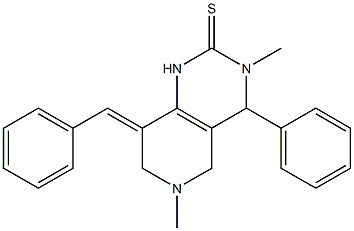 8-Benzylidene-3,4,5,6,7,8-hexahydro-6-methyl-4-phenyl-3-methylpyrido[4,3-d]pyrimidine-2(1H)-thione 结构式