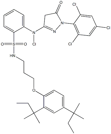 1-(2,4,6-Trichlorophenyl)-3-[N-chloro-2-[3-(2,4-di-tert-pentylphenoxy)propylsulfamoyl]anilino]-5(4H)-pyrazolone 结构式