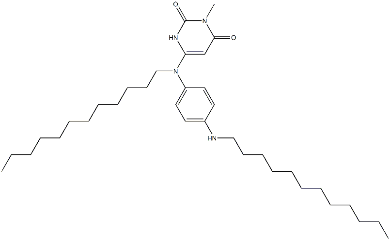 6-[N-Dodecyl-N-(4-dodecylaminophenyl)amino]-3-methylpyrimidine-2,4(1H,3H)-dione 结构式