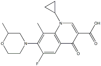 1-Cyclopropyl-6-fluoro-8-methyl-1,4-dihydro-7-(2-methylmorpholino)-4-oxoquinoline-3-carboxylic acid 结构式