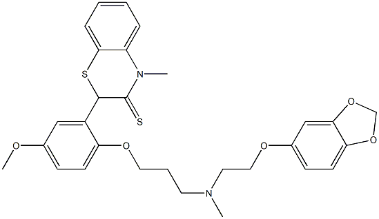 2-[2-[3-[N-[2-(1,3-Benzodioxol-5-yloxy)ethyl]methylamino]propyloxy]-5-methoxyphenyl]-4-methyl-4H-1,4-benzothiazine-3(2H)-thione 结构式