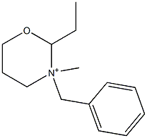 (2-Ethyl-3-benzyl-3-methyltetrahydro-2H-1,3-oxazin)-3-ium 结构式