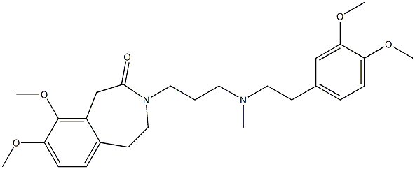 4,5-Dihydro-8,9-dimethoxy-3-[3-[N-methyl-2-(3,4-dimethoxyphenyl)ethylamino]propyl]-1H-3-benzazepin-2(3H)-one 结构式