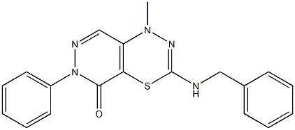 3-(Benzylamino)-1-methyl-6-phenyl-1H-pyridazino[4,5-e][1,3,4]thiadiazin-5(6H)-one 结构式