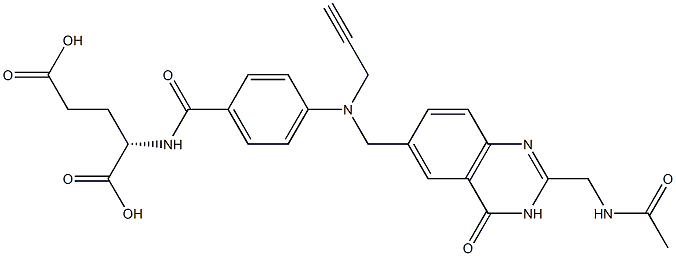 (2S)-2-[4-[N-[(3,4-Dihydro-2-acetylaminomethyl-4-oxoquinazolin)-6-ylmethyl]-N-(2-propynyl)amino]benzoylamino]glutaric acid 结构式