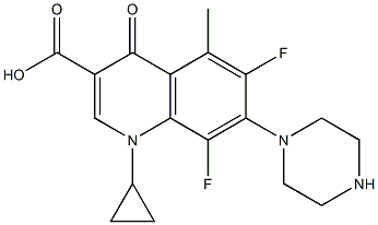 1-Cyclopropyl-6,8-difluoro-1,4-dihydro-5-methyl-4-oxo-7-(1-piperazinyl)quinoline-3-carboxylic acid 结构式