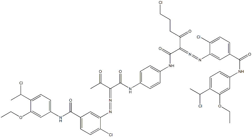 3,3'-[2-(2-Chloroethyl)-1,4-phenylenebis[iminocarbonyl(acetylmethylene)azo]]bis[N-[4-(1-chloroethyl)-3-ethoxyphenyl]-4-chlorobenzamide] 结构式