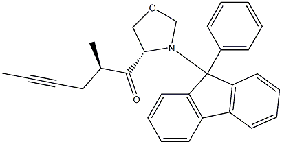 (4S)-3-(9-Phenyl-9H-fluoren-9-yl)-4-[(2R)-2-methyl-1-oxo-4-hexyn-1-yl]oxazolidine 结构式