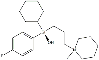 1-[3-[(R)-Hydroxycyclohexyl(4-fluorophenyl)silyl]propyl]-1-methylpiperidinium 结构式