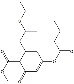 Butyric acid 5-(2-ethylthiopropyl)-4-methoxycarbonyl-3-oxo-1-cyclohexen-1-yl ester 结构式