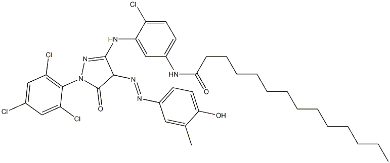 1-(2,4,6-Trichlorophenyl)-3-[2-chloro-5-(tetradecanoylamino)anilino]-4-(4-hydroxy-3-methylphenylazo)-1H-pyrazol-5(4H)-one 结构式