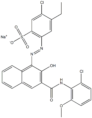 3-Chloro-4-ethyl-6-[[3-[[(2-chloro-6-methoxyphenyl)amino]carbonyl]-2-hydroxy-1-naphtyl]azo]benzenesulfonic acid sodium salt 结构式