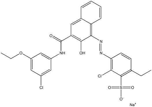 2-Chloro-6-ethyl-3-[[3-[[(3-chloro-5-ethoxyphenyl)amino]carbonyl]-2-hydroxy-1-naphtyl]azo]benzenesulfonic acid sodium salt 结构式