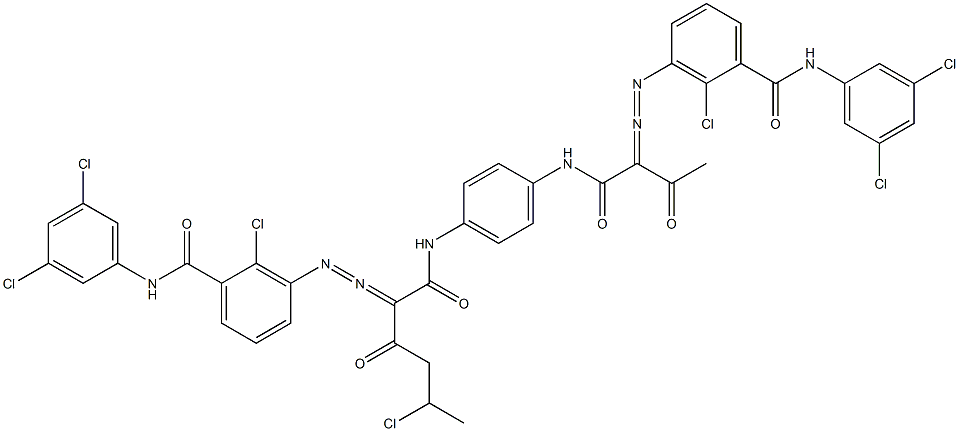 3,3'-[2-(1-Chloroethyl)-1,4-phenylenebis[iminocarbonyl(acetylmethylene)azo]]bis[N-(3,5-dichlorophenyl)-2-chlorobenzamide] 结构式