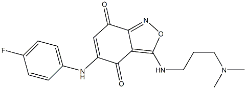 3-(3-Dimethylaminopropylamino)-5-(4-fluorophenylamino)-2,1-benzisoxazole-4,7-dione 结构式