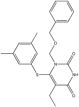 1-(Benzyloxymethyl)-5-ethyl-6-[(3,5-dimethylphenyl)thio]pyrimidine-2,4(1H,3H)-dione 结构式