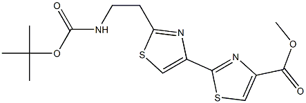 2-[2-[2-[(tert-Butyloxy)carbonylamino]ethyl]thiazol-4-yl]thiazole-4-carboxylic acid methyl ester 结构式