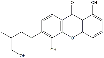 1,5-Dihydroxy-6-(3-methyl-4-hydroxybutyl)xanthone 结构式