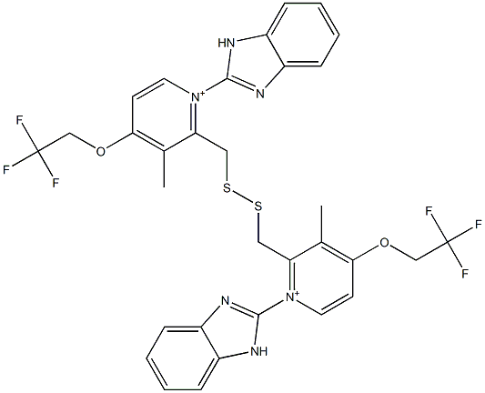2,2'-[Dithiobis(methylene)]bis[1-(1H-benzimidazol-2-yl)-3-methyl-4-(2,2,2-trifluoroethoxy)pyridinium] 结构式