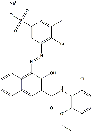 4-Chloro-3-ethyl-5-[[3-[[(2-chloro-6-ethoxyphenyl)amino]carbonyl]-2-hydroxy-1-naphtyl]azo]benzenesulfonic acid sodium salt 结构式